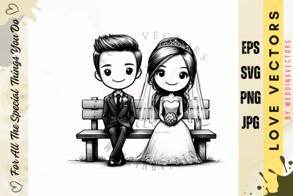 Wedding Couple and Love Vectors - C4984: A Soft Pastel Dream