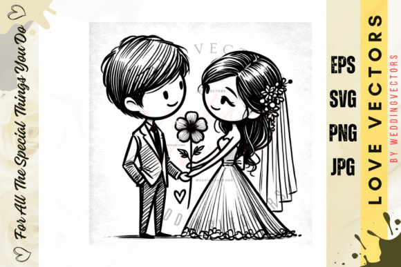 Wedding Couple and Love Vectors - C5030: A Design Asset for Romance