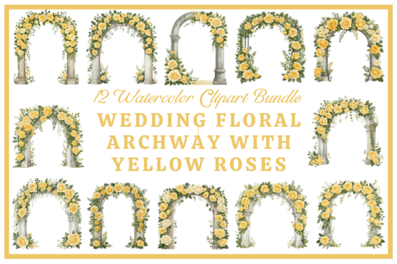 Yellow Rose Wedding Arch Clipart: Sunshine for Your Designs